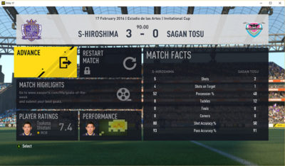 FIFA17キャリアモード、プレシーズンのカップ戦優勝