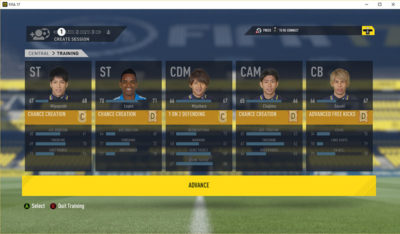 FIFA17キャリアモード、トレーニング