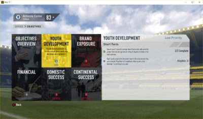 FIFA17キャリアモードの新機能「目標」（英語版）